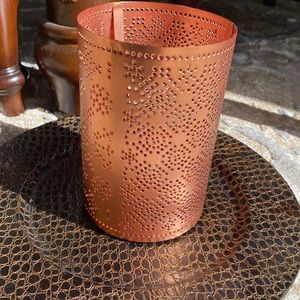 BATH BODY WORKS COPPER HURRICANE METAL SMALL CANDLE HOLDER SLEEVE LUMINARY NEW